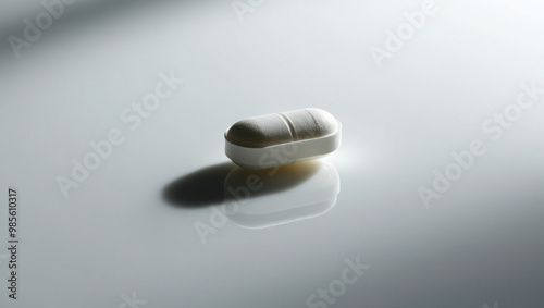 Antiretroviral Pill Resting on a Smooth White Background