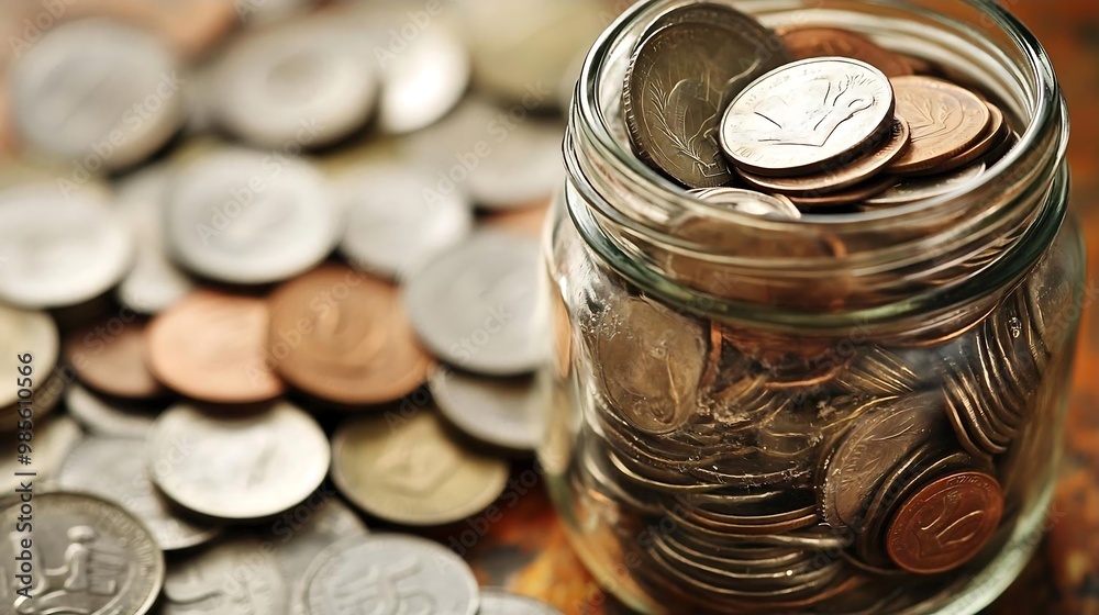 Coins in a Glass Jar Savings Money Finance Coins in a Glass Jar Savings Money Finance