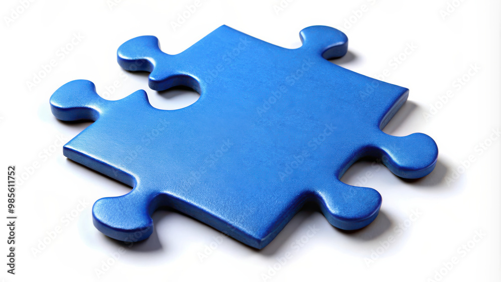 Blue jigsaw puzzle with missing piece above Blue jigsaw puzzle with missing piece above
