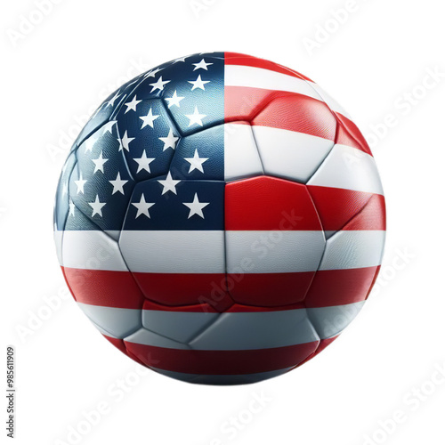 Soccer Ball with American Flag | American Flag Soccer Ball | USA Soccer Ball | Patriotism in Sports | PNG image of isolated transparent background 300 dpi high resolution 