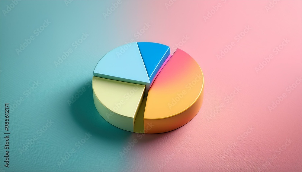 Obraz premium Colorful 3D pie chart on a solid pastel background 