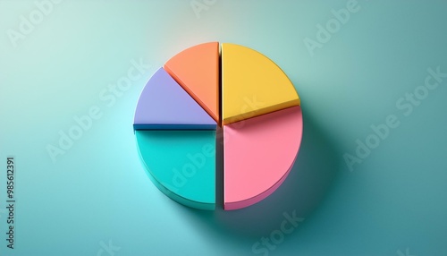 Free Download Colorful 3D pie chart on a solid pastel background
 - GFXLoad