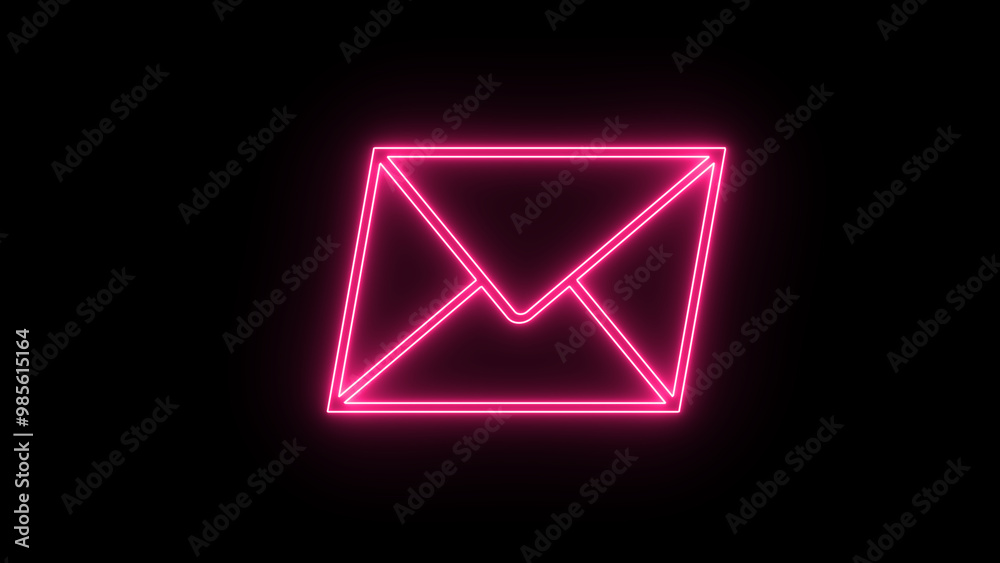 Glowing neon khum or email icon. Abstract symbol icon of letter box. Glowing neon khum or email icon. Abstract symbol icon of letter box.