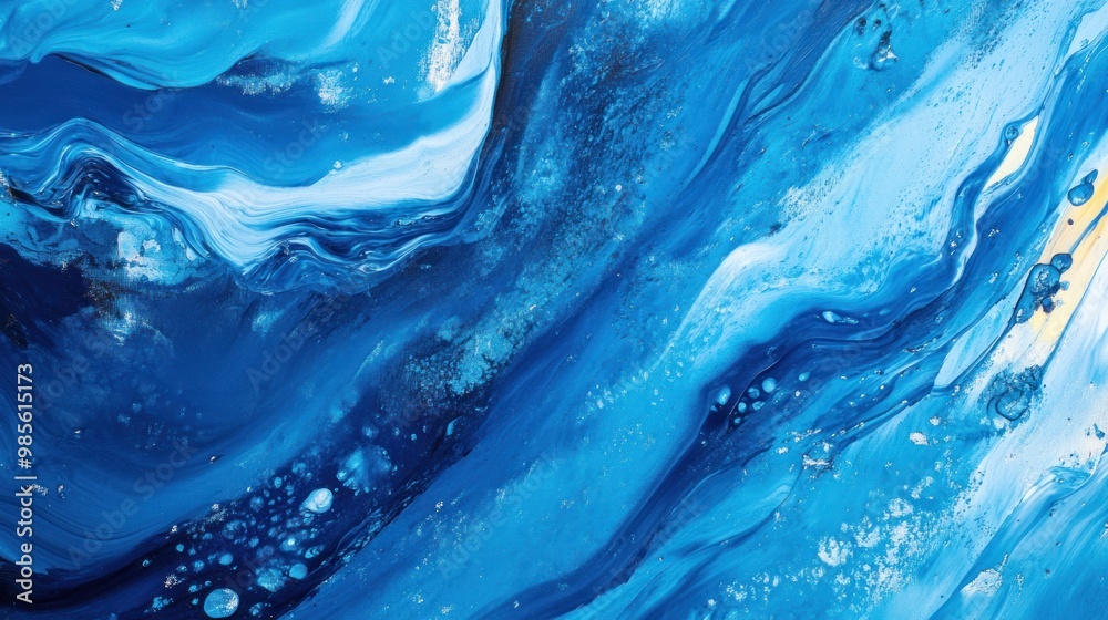 Abstract blue and white paint with gold glitter. Abstract blue and white paint with gold glitter.