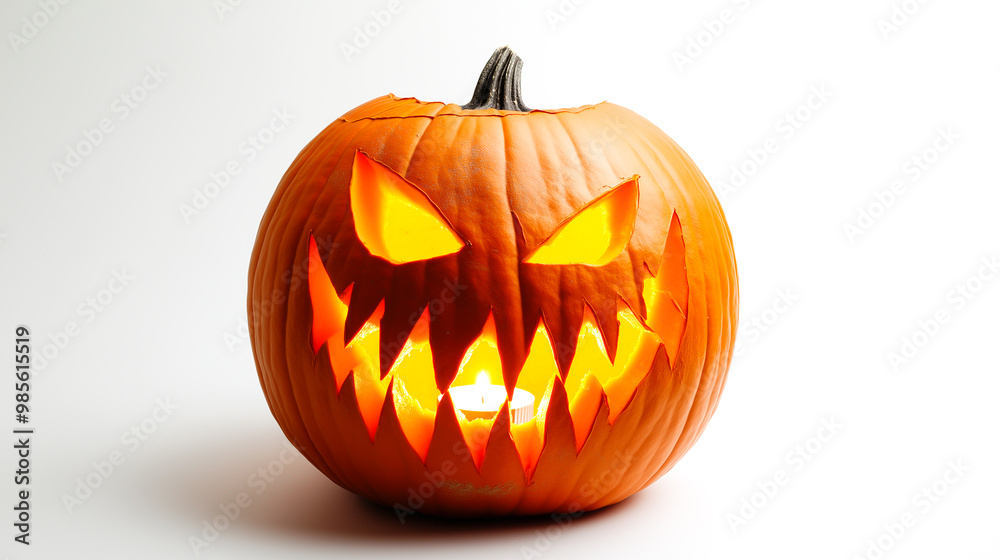 Glowing Jack-O'-Lantern on White Background Glowing Jack-O'-Lantern on White Background