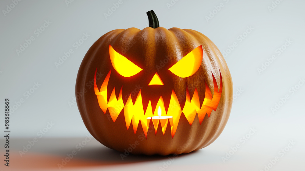 Glowing Jack-O'-Lantern on White Background Glowing Jack-O'-Lantern on White Background