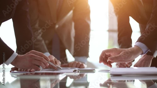shake hands, they are business partners to open a company together, they attend a brainstorming meeting to manage sales growth and join hands after business talks