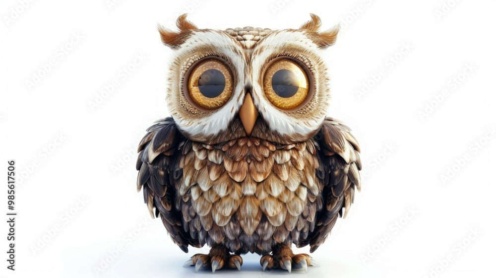 Naklejka premium A cartoon owl with big eyes and a goofy expression