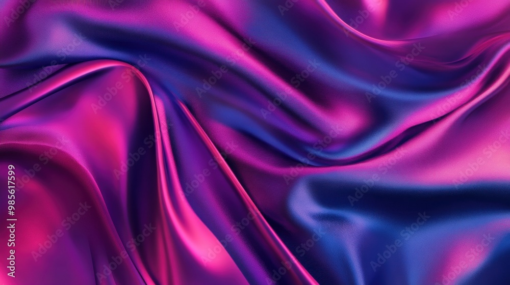 Abstract purple and blue fabric background with smooth flowing lines. Abstract purple and blue fabric background with smooth flowing lines.