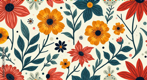 Wallpaper Mural seamless floral pattern Torontodigital.ca