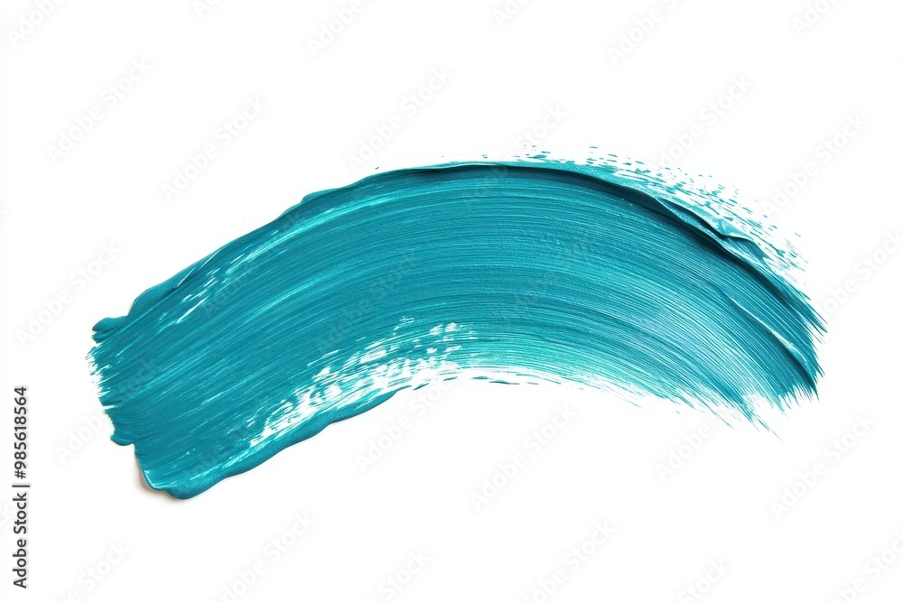 A vibrant teal paint stroke on a white background, showcasing texture and color. A vibrant teal paint stroke on a white background, showcasing texture and color.