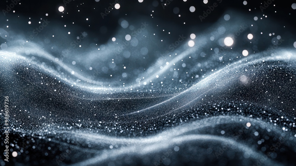 abstract white glitter wave, star trail with bokeh effect abstract white glitter wave, star trail with bokeh effect