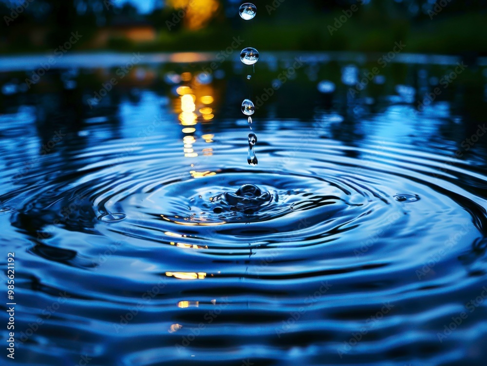 Close-up of water ripples illuminated by soft light Close-up of water ripples illuminated by soft light