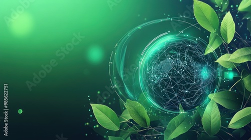 A green background with a blue sphere in the middle