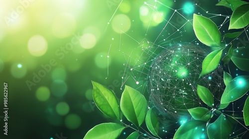 A green background with a blue sphere in the middle