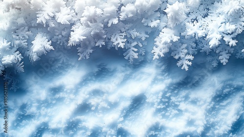 Explore a stunning Winter Wonderland with enchanting Frosty Snowflakes on a Soft Blue Background