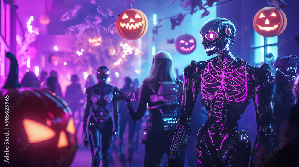 Futuristic Halloween Party with Robotic Skeleton Costume Futuristic Halloween Party with Robotic Skeleton Costume