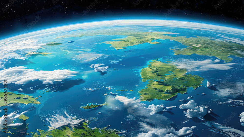 Fototapeta premium Earth from Outer Space: A View with Satellites