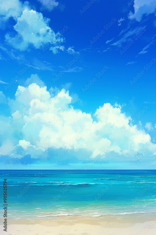 Obraz premium 美しい青い海と夏空 Generative AI