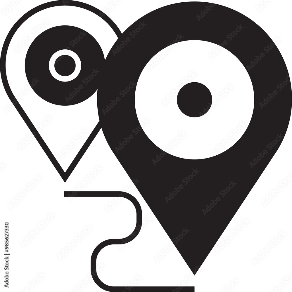 Map Pins and Route Icon Map Pins and Route Icon