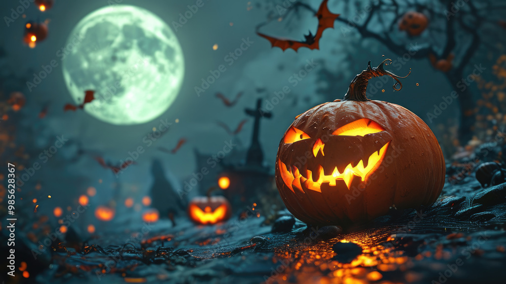 Surreal Jack-o'-Lantern Background: A Whimsical Spookiness