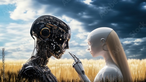 A woman's face is projected onto a computer screen