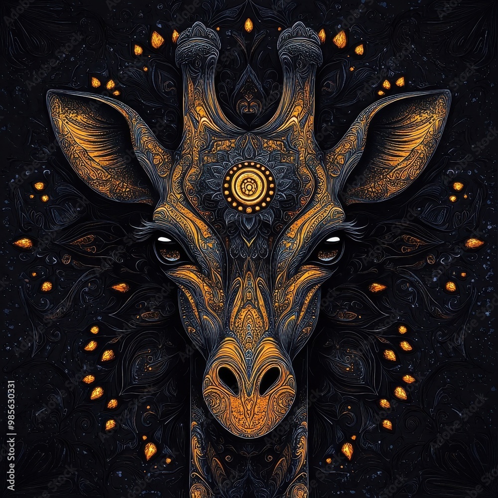 Naklejka premium Textured pattern giraffe, intricate details, artistic design.