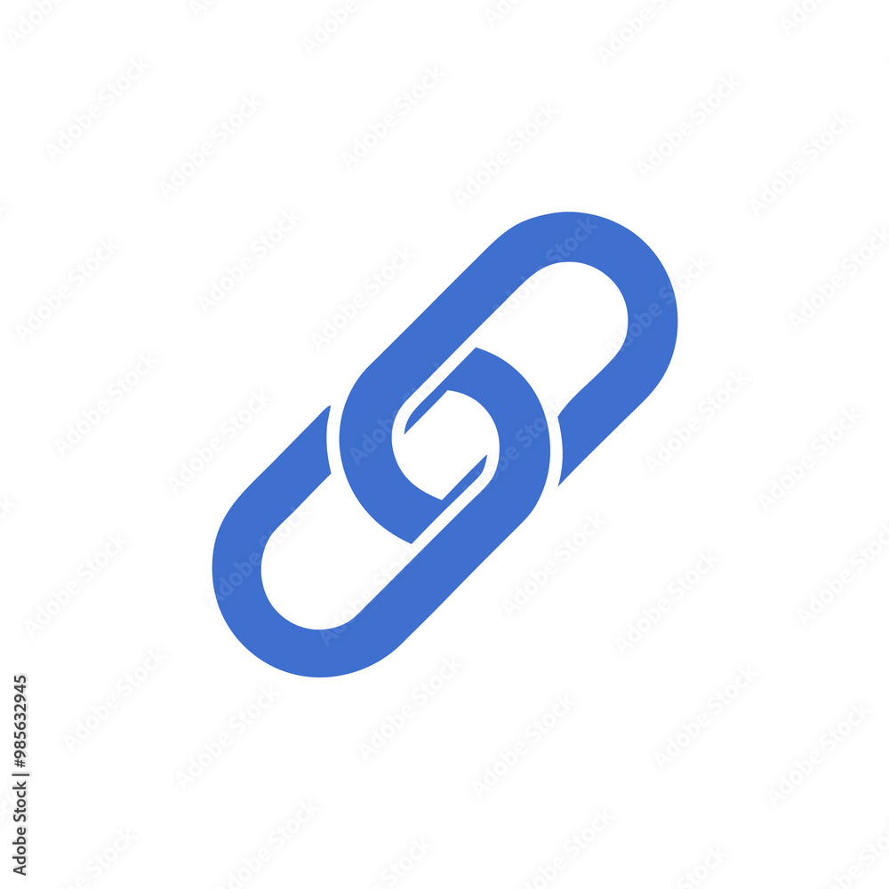 Chain link illustration in blue color on white background for design purpose with copy space Chain link illustration in blue color on white background for design purpose with copy space