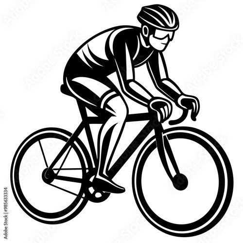 A cyclist on a race bike on the road vector illustration on white background