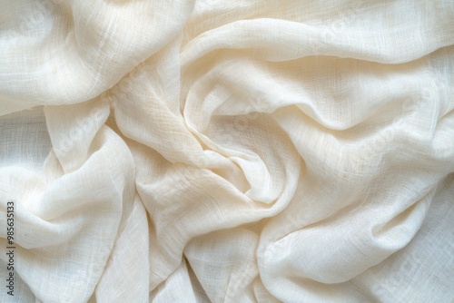 Creamcolored organic cotton fabric, sustainable and breathable, highquality texture, on solid white background, single object., photo