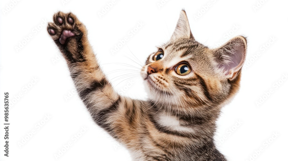 cat giving high five, isolated on white transparent background cat giving high five, isolated on white transparent background