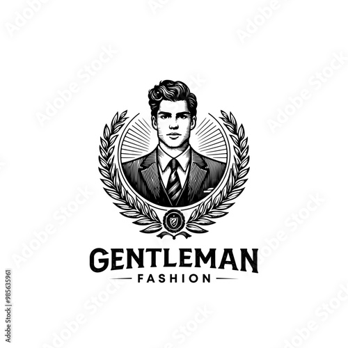 Gentleman fashion tailor clothes logo design. Professional smart businessman retro vintage vector logo.  male fashion logo illustration.  Gentleman logo