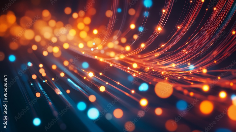 Obraz premium Abstract Light Trails and Glowing Dots.