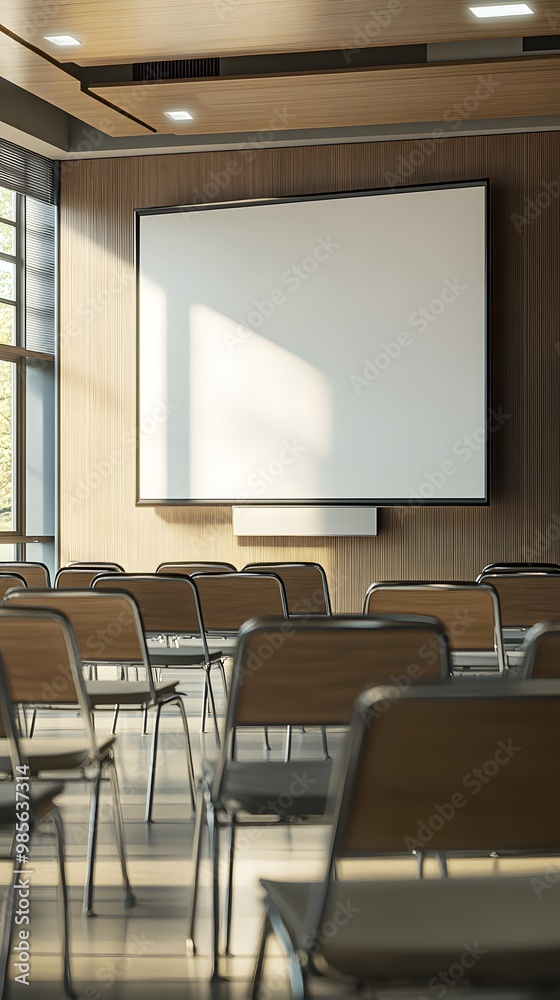 Empty Conference Room with Projector Screen Empty Conference Room with Projector Screen