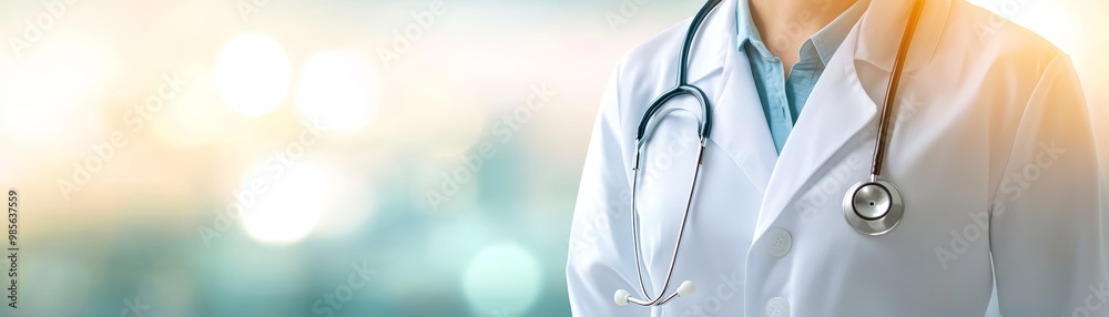 Doctor with Stethoscope in White Coat Medical Healthcare Doctor with Stethoscope in White Coat Medical Healthcare