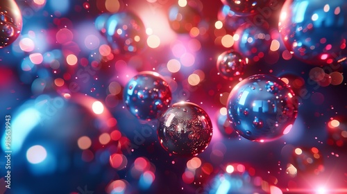 Shiny Colored Balls Abstract Background 3D Metallic Glow