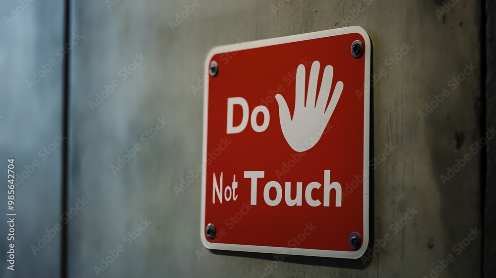 Red Sign with White Hand and Red Sign with White Hand and