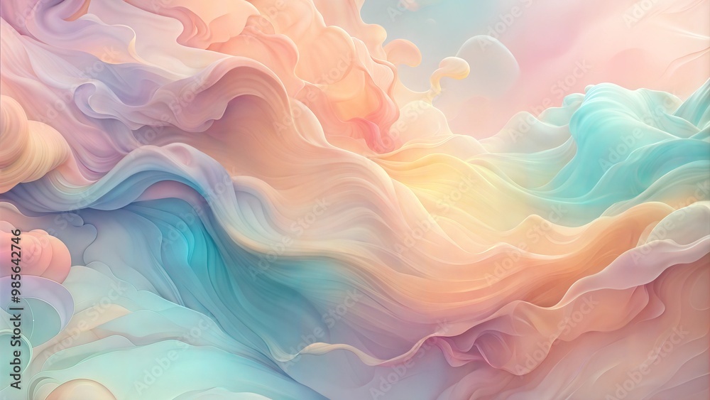 Obraz premium Flowing abstract waves in soft pastel colors.