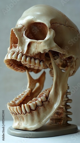 Human Skull Anatomy: Detailed View of Bones and Teeth photo