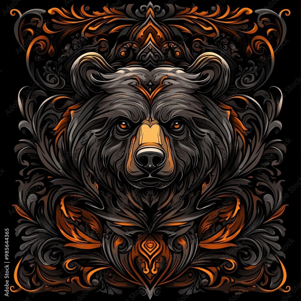 Textured pattern illustration of a brown bear, showcasing intricate details and a rich, layered design. Textured pattern illustration of a brown bear, showcasing intricate details and a rich, layered design.