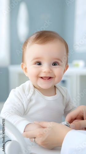 Smiling Toddler s Routine Health Checkup with Gentle Doctor in Cozy Examination Room