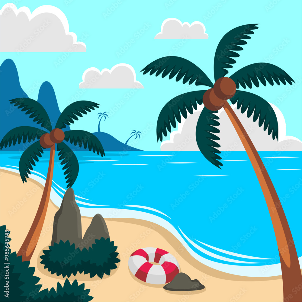 Obraz premium Summer beach scene vector background