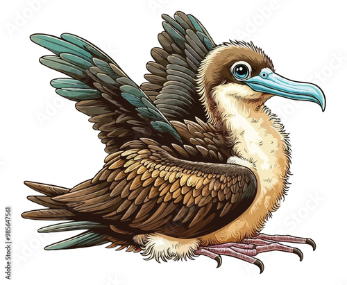 Baby Frigatebird color on a white background
