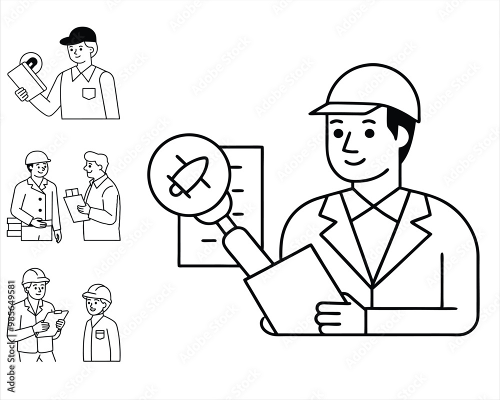 Quality control web icon set. inspection icon set. set of business people. Line art. Adobe vector stock. EPS 10. Quality control web icon set. inspection icon set. set of business people. Line art. Adobe vector stock. EPS 10.