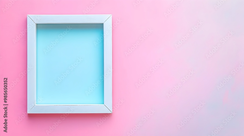 Minimalist Wooden Frame on Textured Pastel Background with Blank Central Space Minimalist Wooden Frame on Textured Pastel Background with Blank Central Space