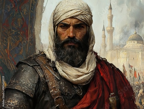 Portrait of a Middle Eastern Warrior: A Historical Painting
