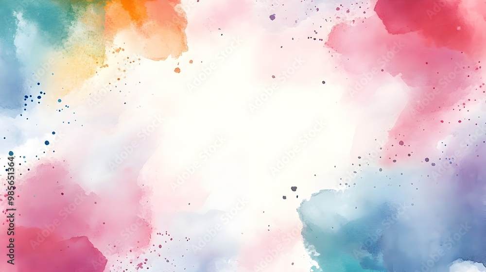 Obraz premium Elegant Watercolor Painted Frame with Soft Splashes of Color for Creative Designs