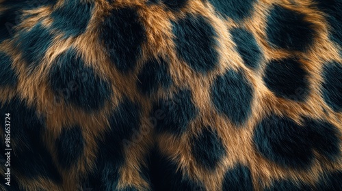 Close-up shot of a soft and fluffy fur texture in black and brown colors.