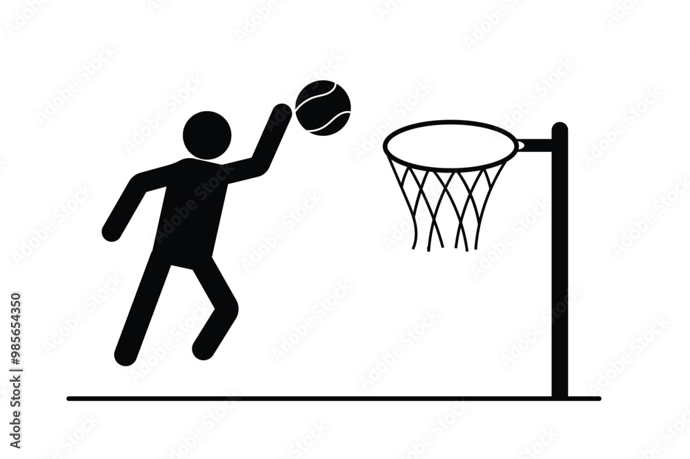 Fototapeta premium Basketball player vector, symbol design for logo, poster, flyer, template. Basketball player silhouette, vector, icon design. Sports logo. Vector illustration.