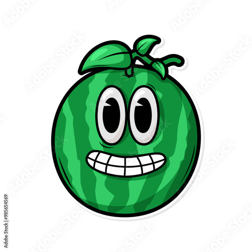 Funny doodle fruit cartoon with cute expression